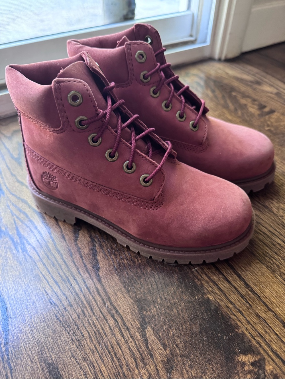 Timberland Kids Rust color Lace-Up Nubuck Boots